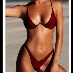 NWT Burgundy Plunging Bra Bikini